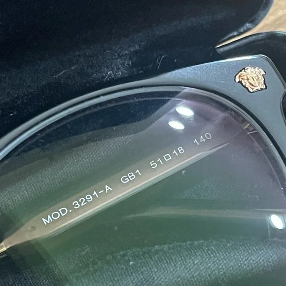 Versace Black Eyeglasses w/Case - Picture 3 of 4